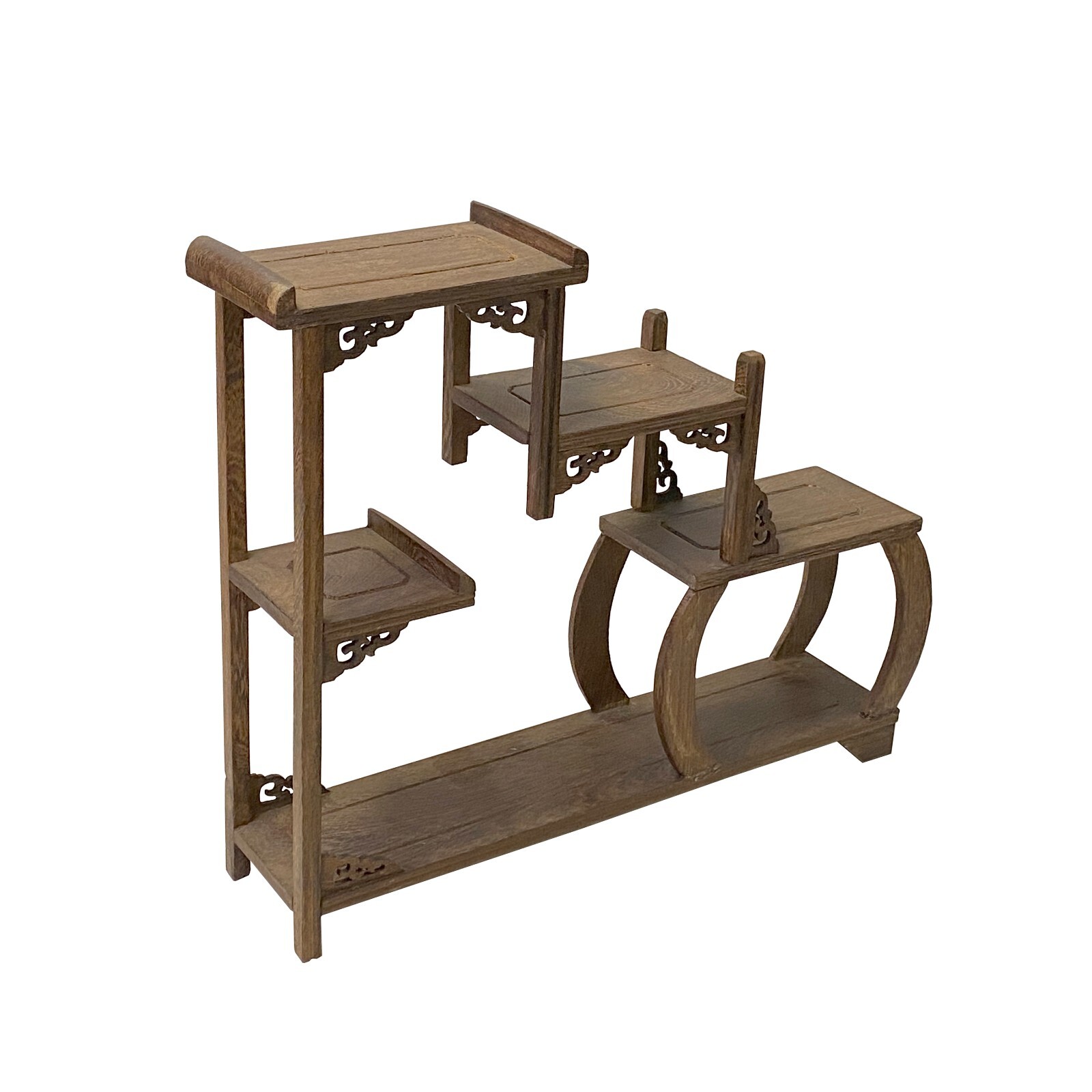 Gray Brown Wood Tower Shape Table Top Curio Display Easel Stand ws2906