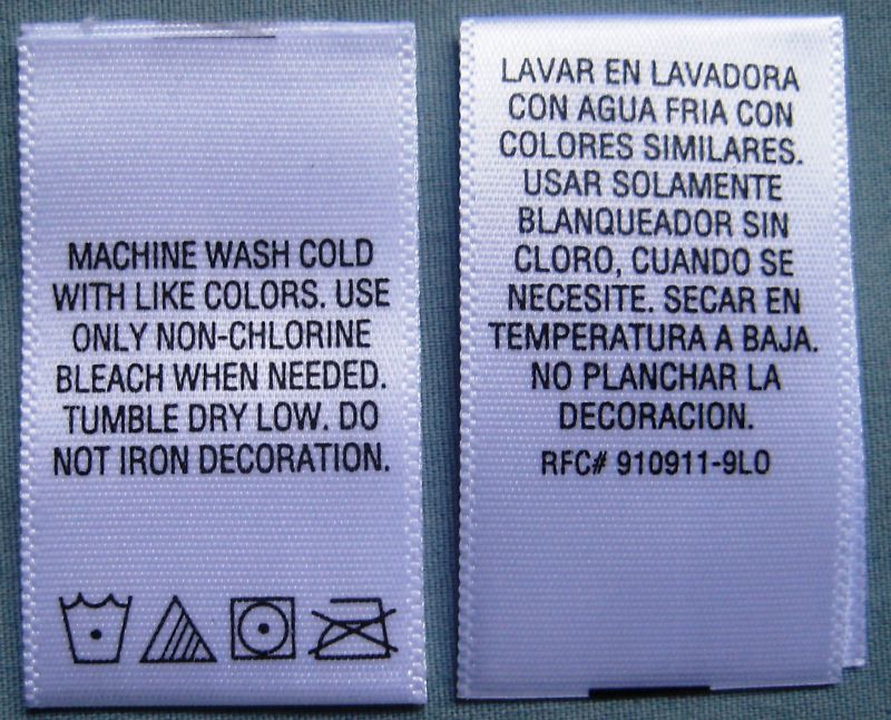 250 PCS WHITE PRINTED SEWING GARMENT FOLDED CLOTHING LABELS – MACHINE WASH COLD