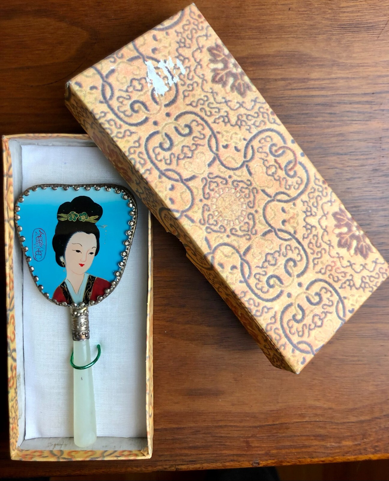 1940s or 1950s Small Chinese Mirror with Box