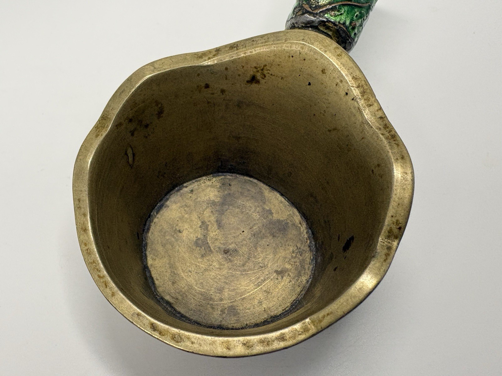 Vintage Chinese silk iron or coal iron with Cloisonné enamel handle