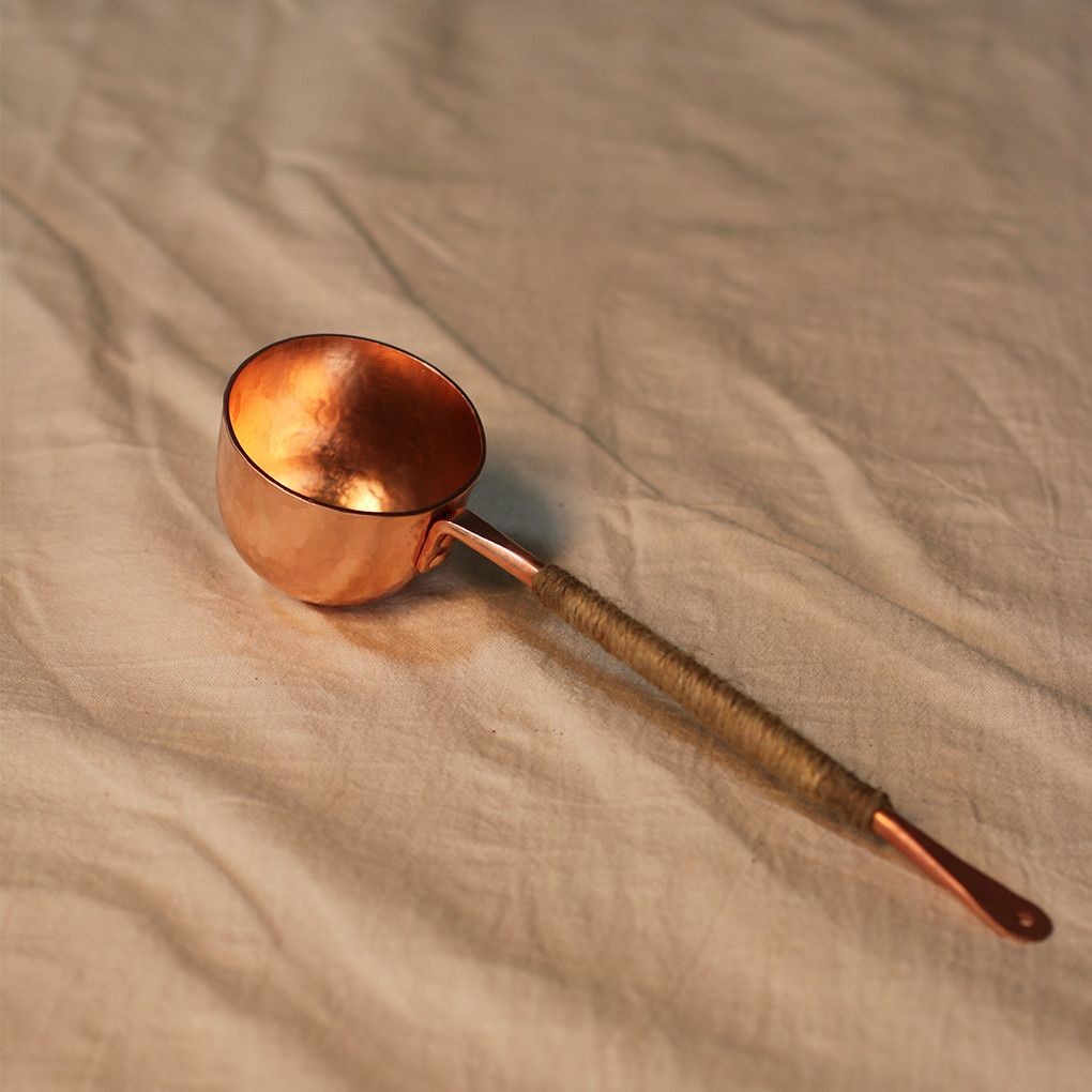 Handmade Hammered Copper Ladle Long Handle Tea & Soup Spoon 22cm