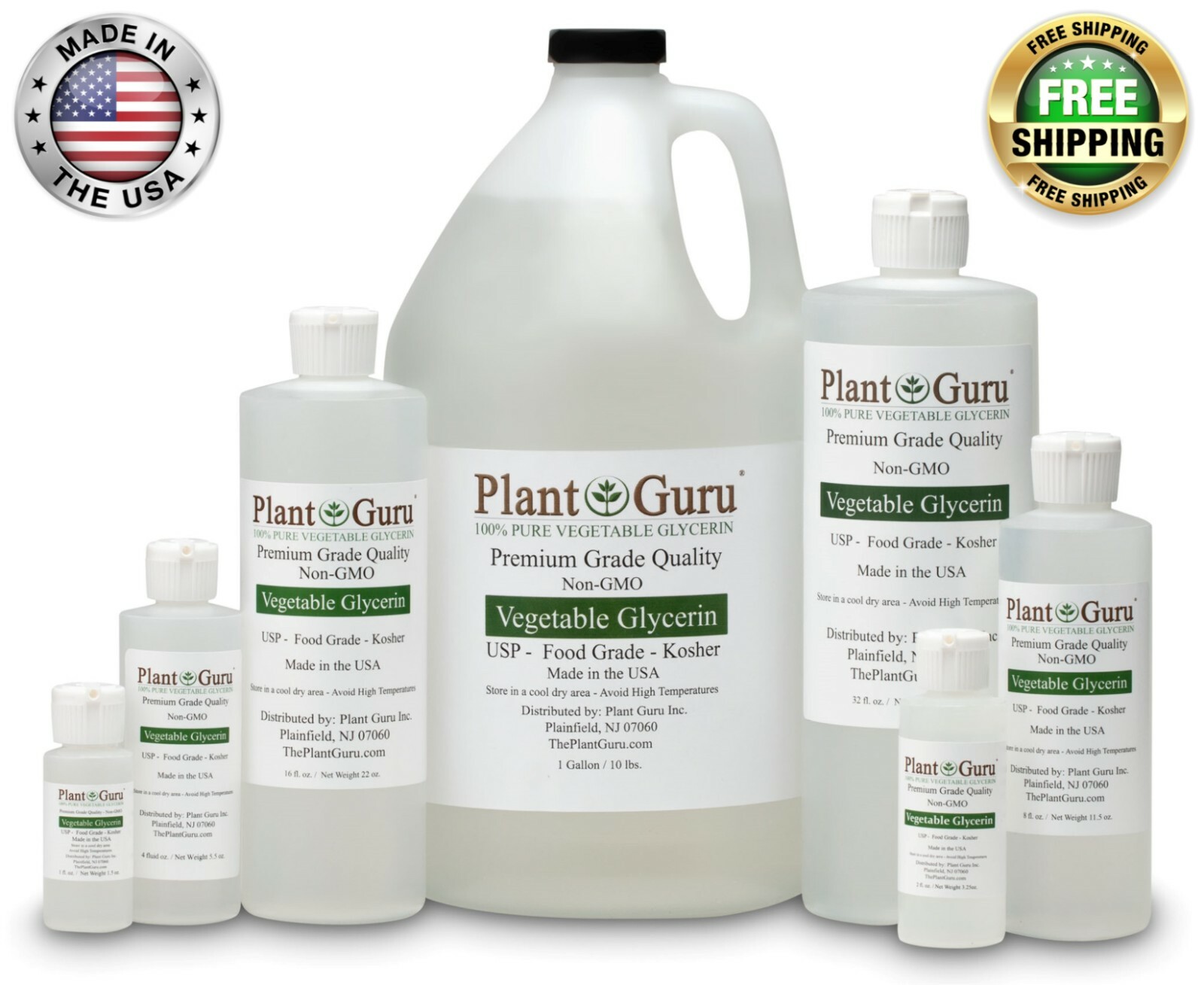 Vegetable Glycerin / Propylene Glycol 8 oz Each USP 99.9% Pure Food Grade VG PG