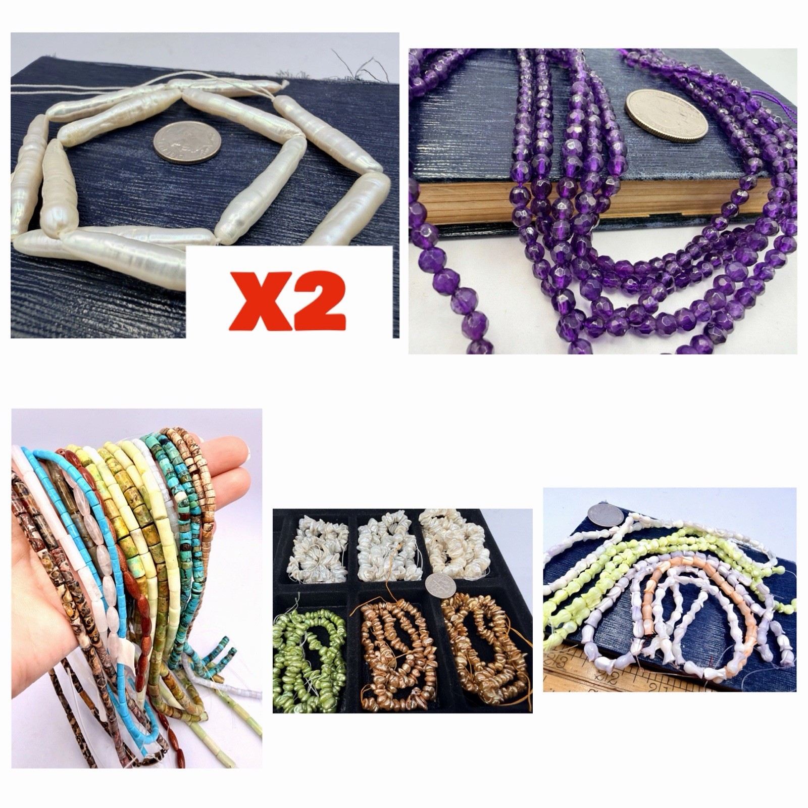 Mixed Lot Gemstone & Pearl Beads Artisan Estate Jewelry Making