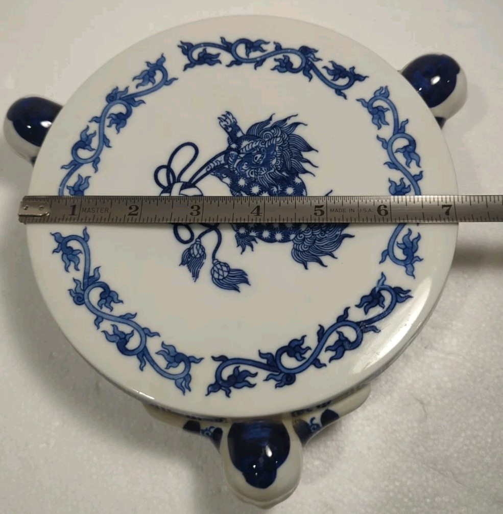 Vintage Takahashi Foo Dog Plant Stand Fish Bowl Stand Blue & White Asian Decor