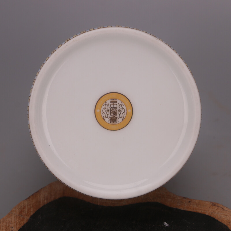 4.2″ China Colour Enamels Porcelain White Glaze Lotus Flower Branch Brush Pot