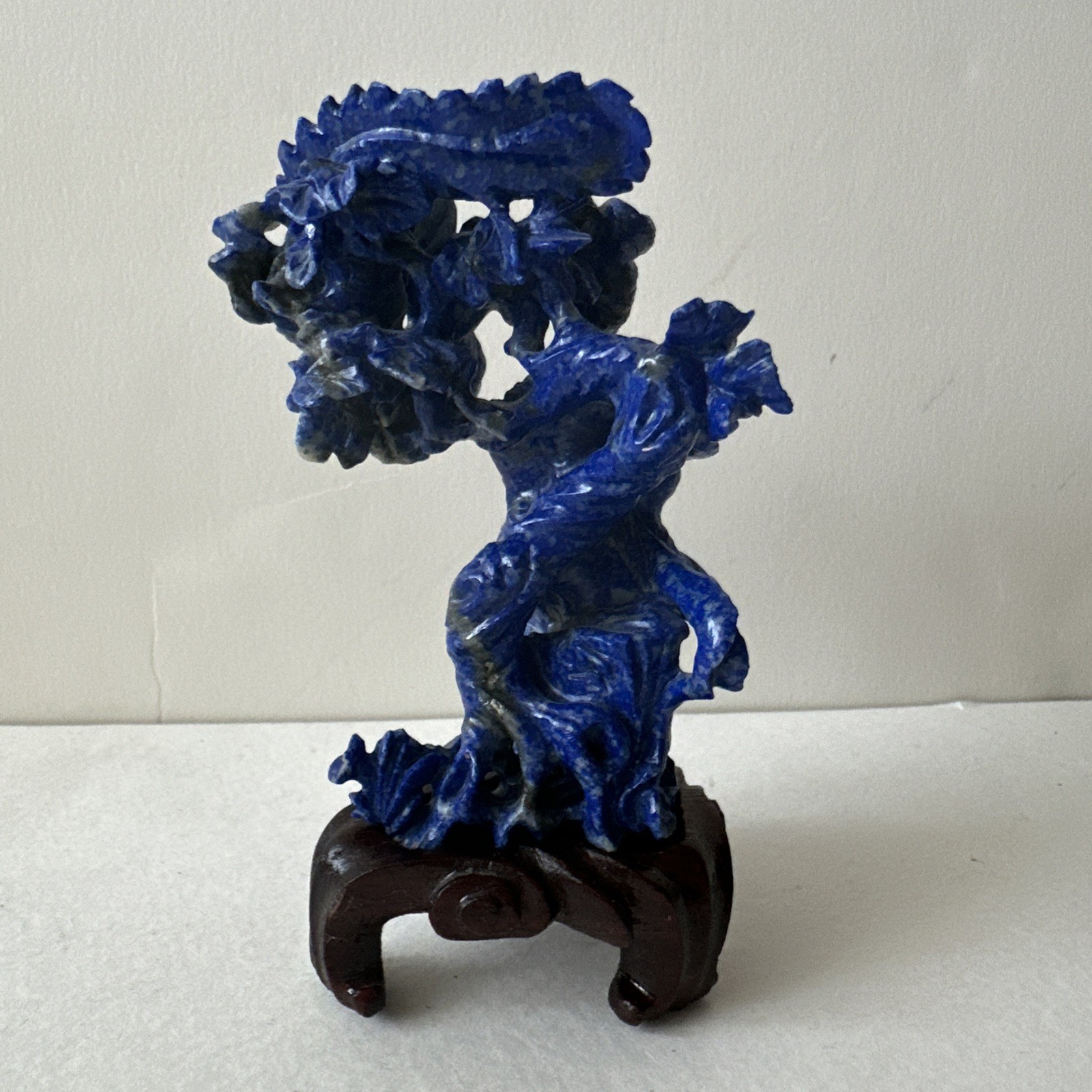 Chinese Lapis Lazuli Carved Figure & Phoenix Miniature Sculpture, 3.75”
