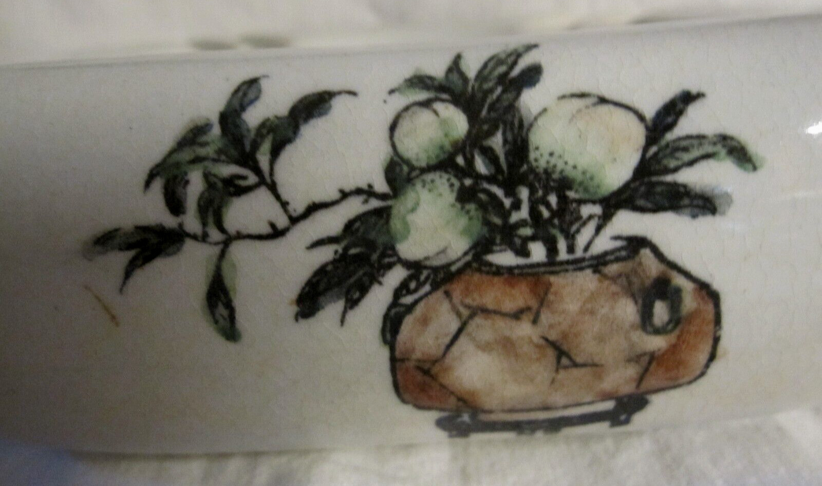 VINTAGE ASHTRAY RARE ASIAN CHINESE LARGE HEAVY POTERY MEN & WOMAN w/FLOWERS