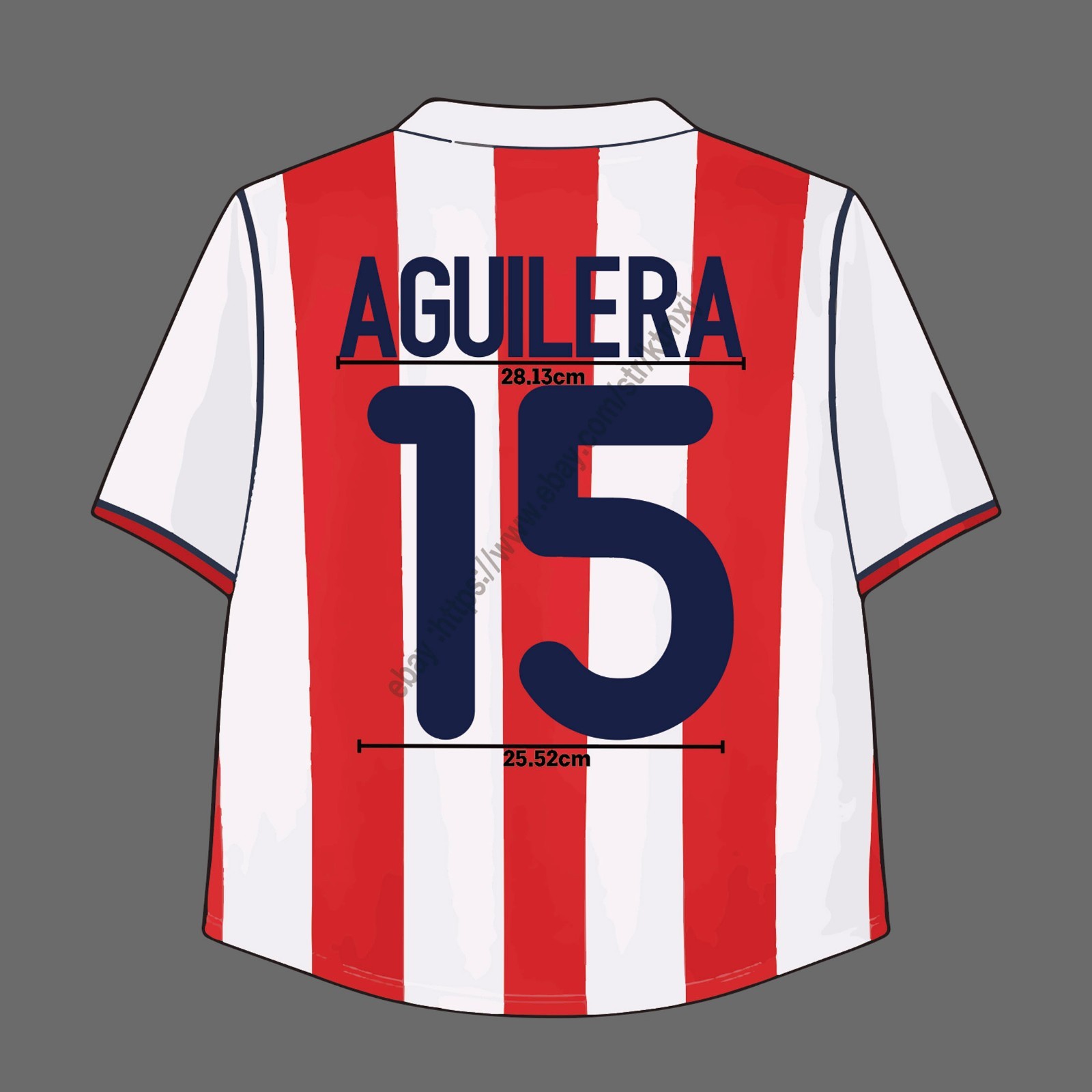 AGUILERA #15 01/02 Red White Home Name Set Heat Transfer Patch Classic Style