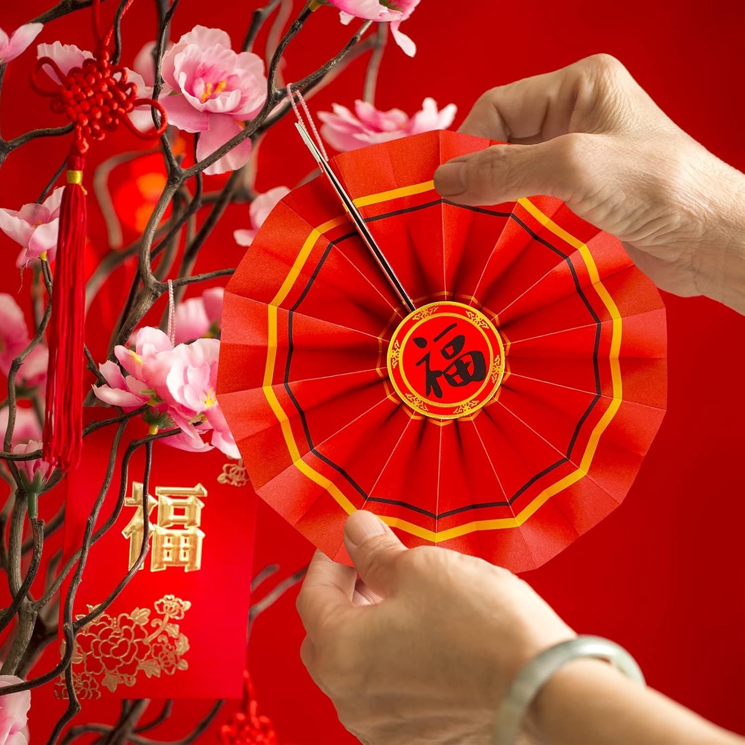 20-Pc Chinese New Decorations: Vibrant Lanterns & Paper Fans Set for 2026
