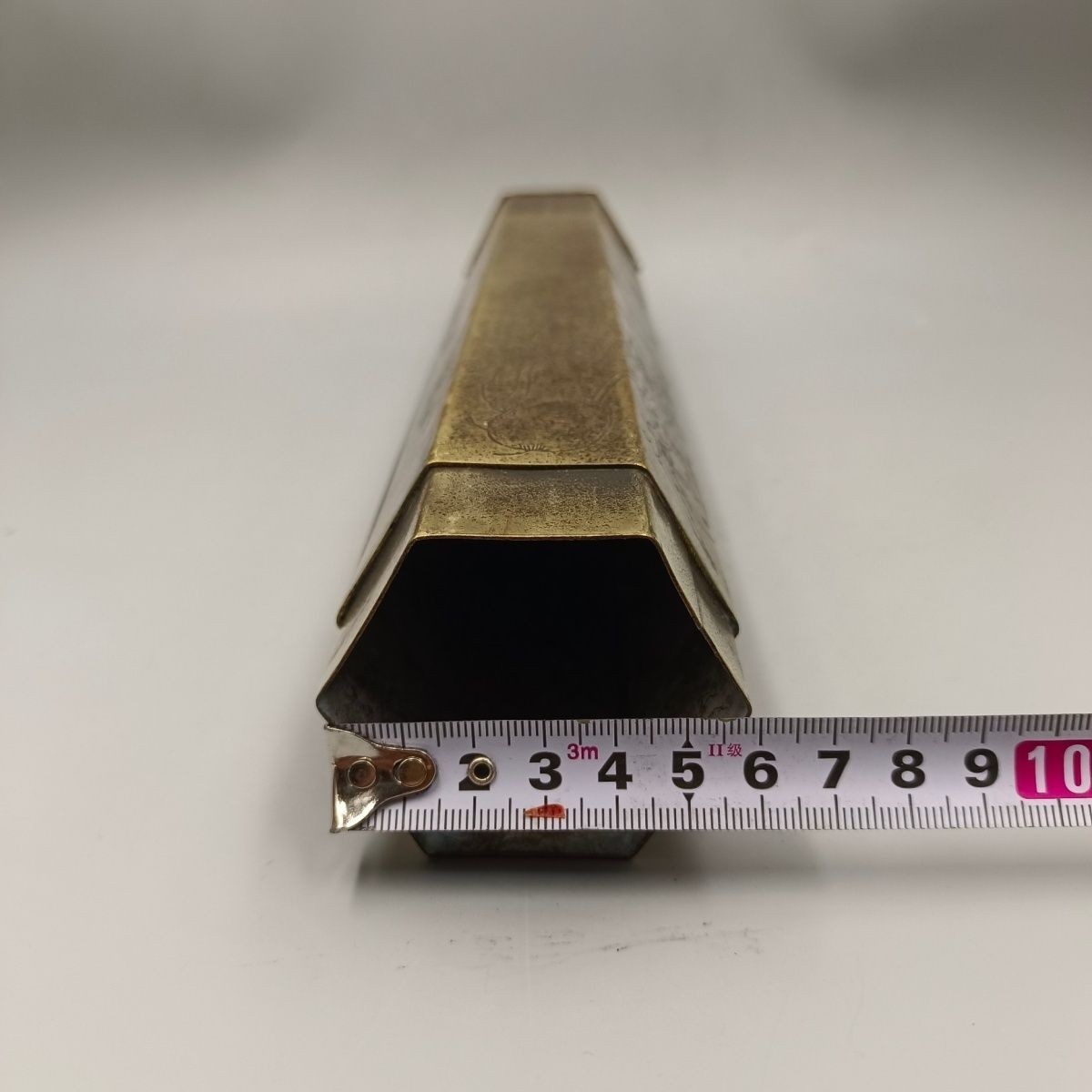 Pure Brass Hexagonal Incense Tube 33cm Five Blessings Vintage Copper Decor