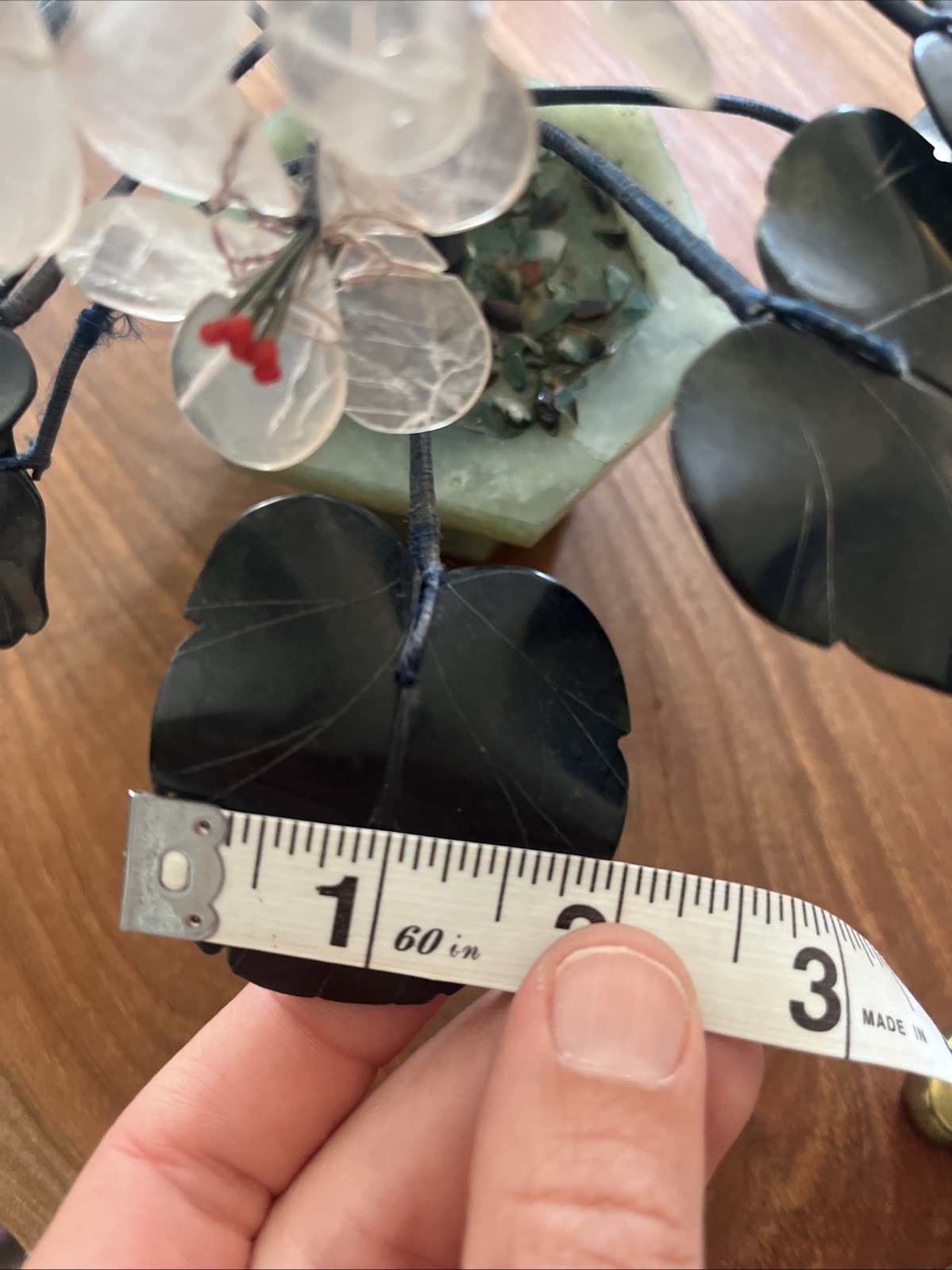 Unique VINTAGE CHINESE JADE STONE FLOWER TREE 7.5” Hand carved Tree