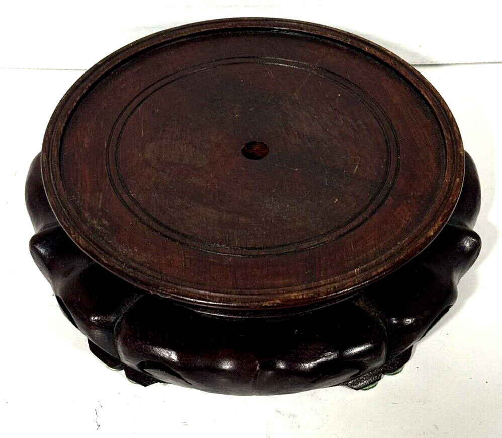 Vintage Wood Pedestal Shelf Ruyi for Vase made in Macau