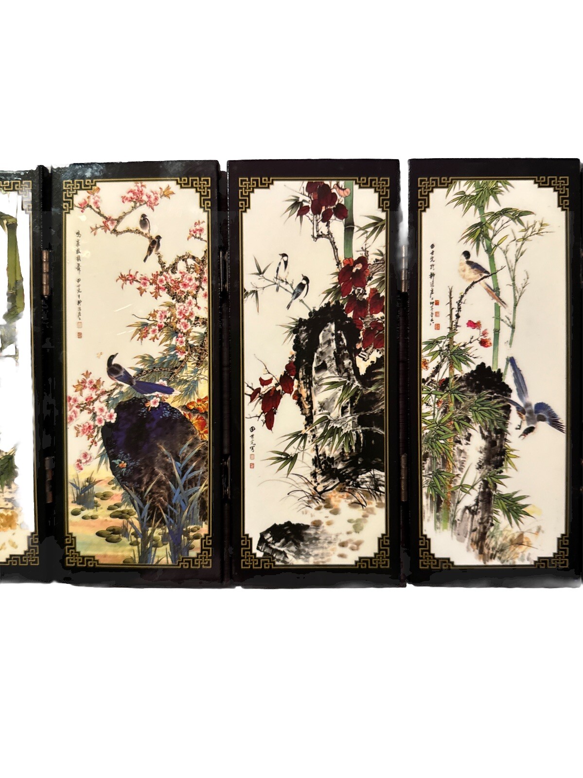 Asian 6 Panel Screen. Chinese Home Decor Birds & Flowers By Niao Yu Hua Xiang