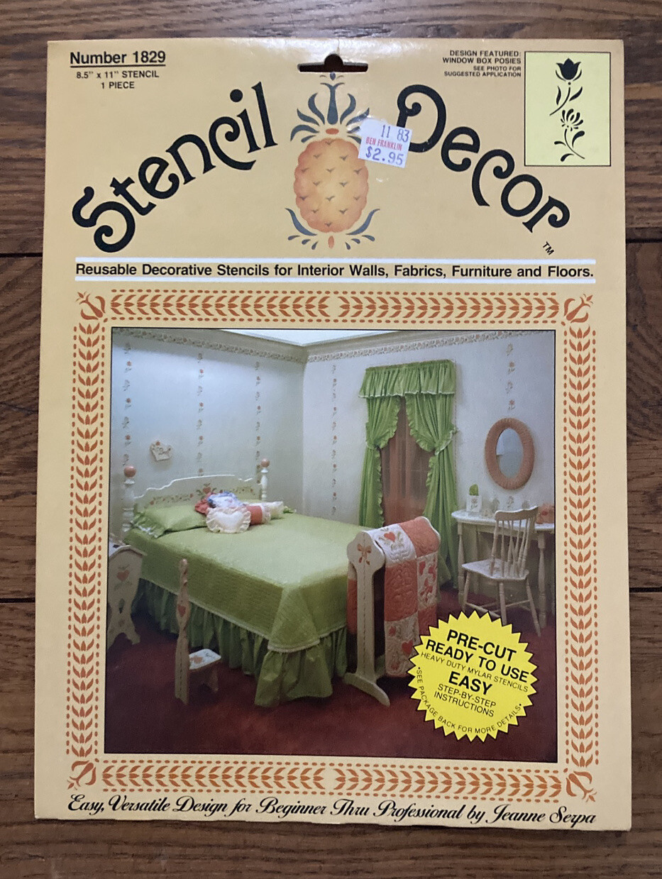 Vintage Plaid Enterprises Inc. Stencil Decor No. 1829 Window Box Posies 8.5″x11″