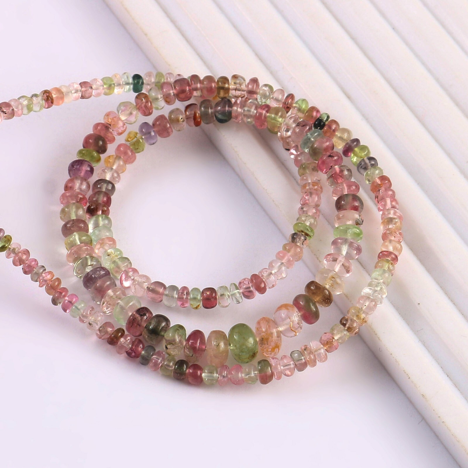 69Cts Natural Multi Tourmaline Rondelle Beads Smooth Gemstone NB157