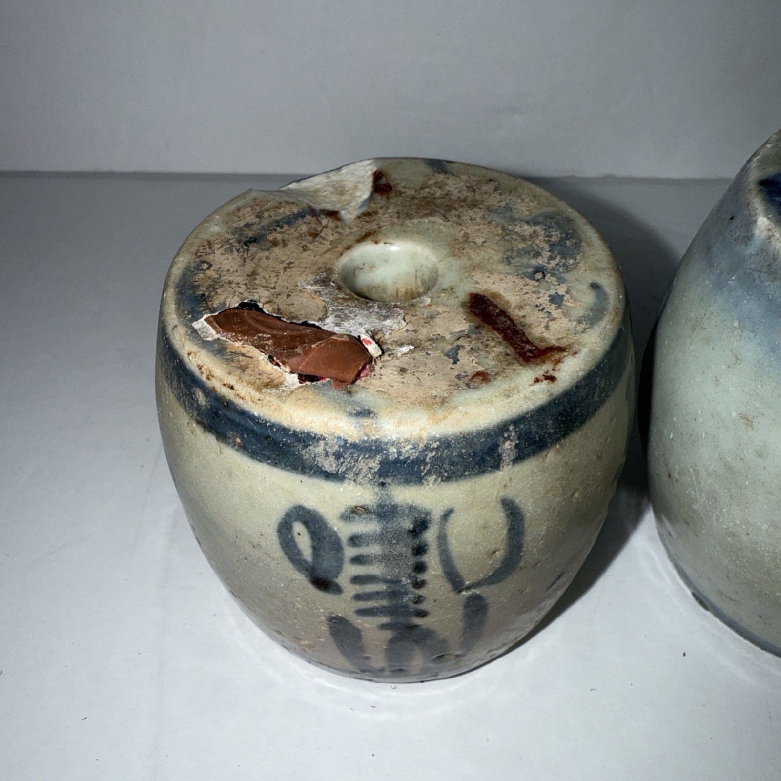 2 Antique Chinese Blue/White Porcelain Barrel Xianglu Lu Incense Burner Holder