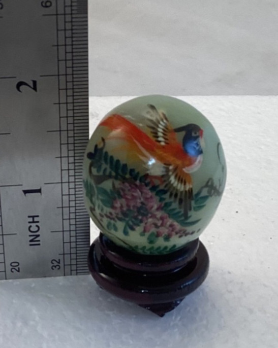 Set of 10 Hand Painted Asian Jade Eggs w/stands Pandas Birds Flowers Great Wall