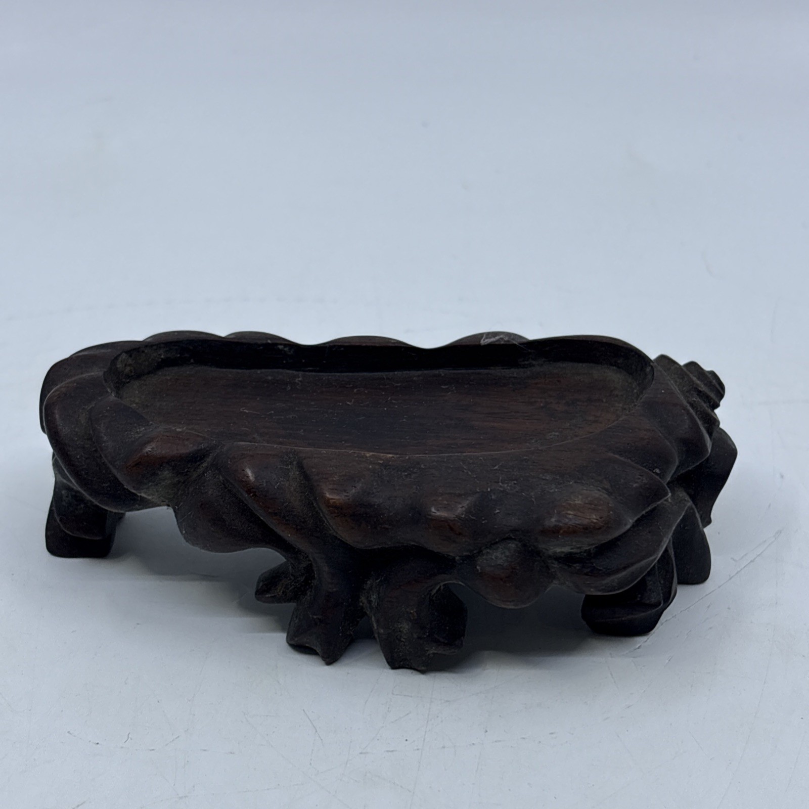 Vintage Chinese Wood Display Stand Vase Plant Asian Lamp Base Footed