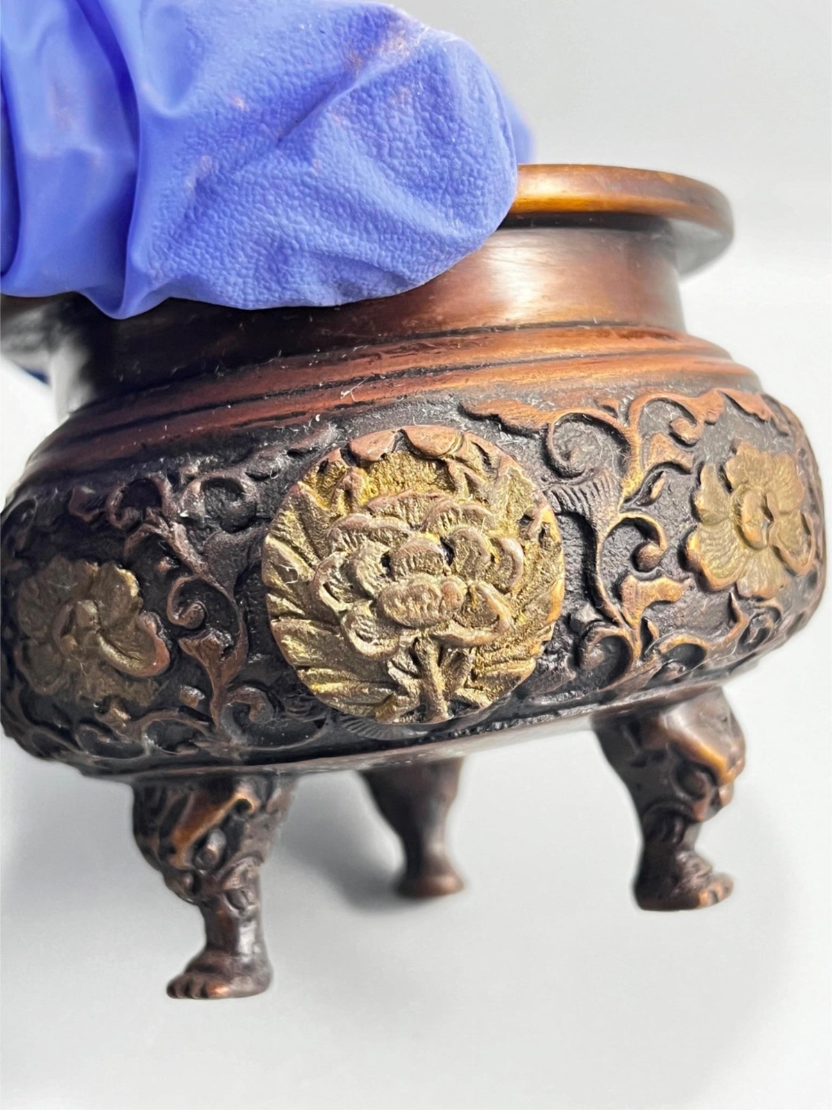 Antique Chinese Metal Bronze Brass Foo Dog Lion Ornate Incense Burner