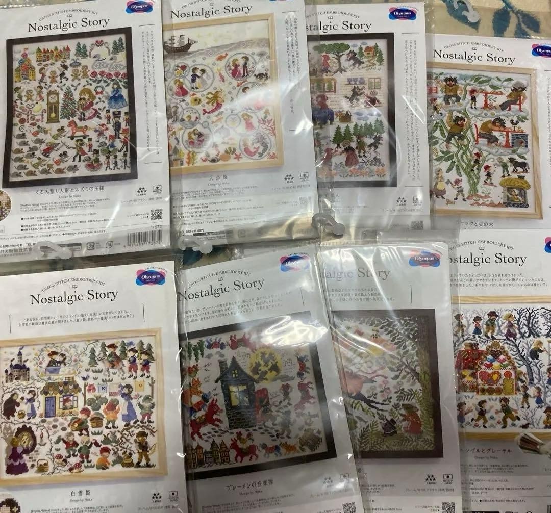 Olympus “Nostalgic Story” Cross Stitch Embroidery Kit Set of 8 Designs Japan