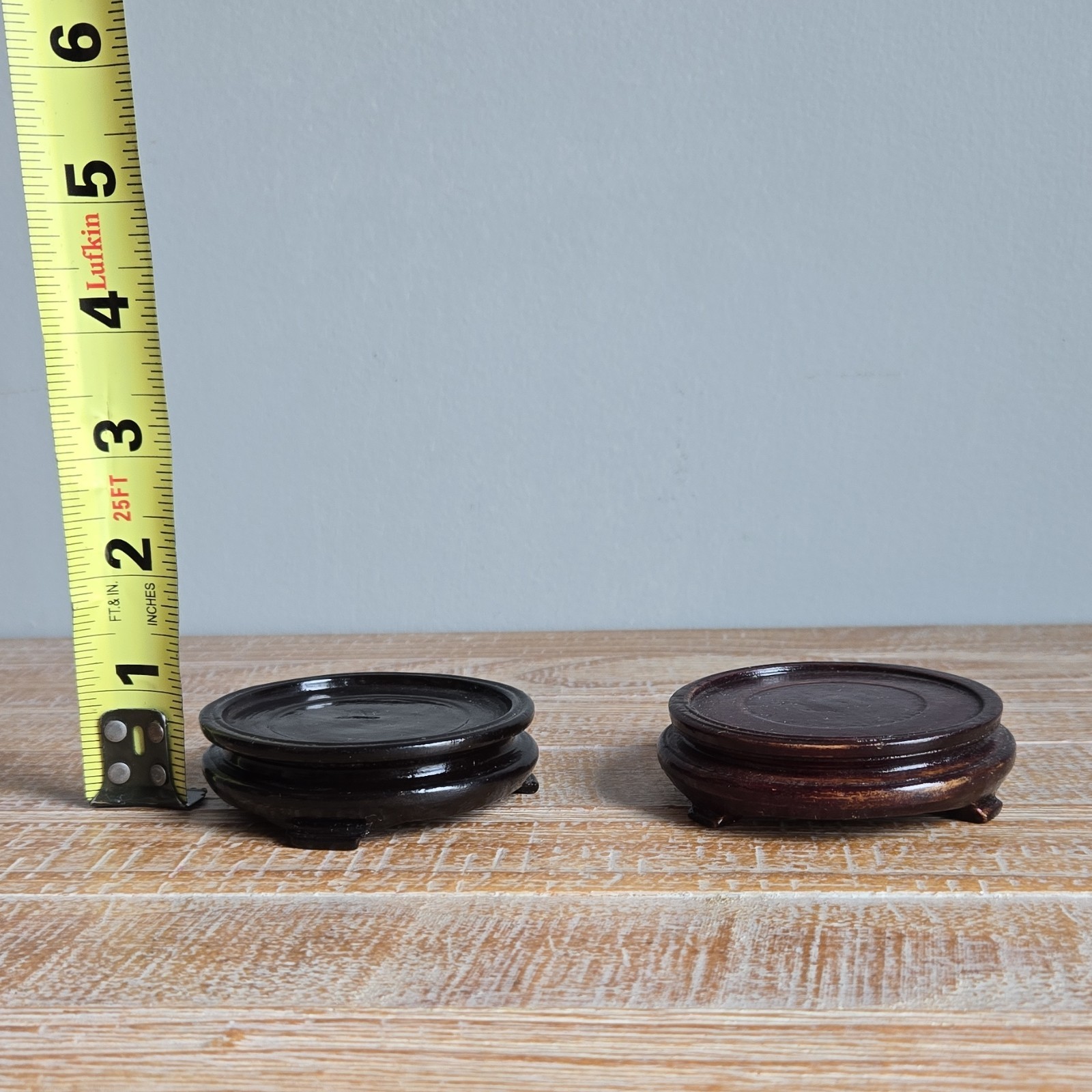 Wooden Display Stands Pair, Brown & Black, 3 Inch Diameter Chinese Handmade