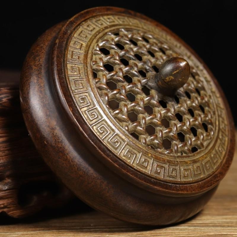 3.5″ Diameter China Retro Antique .Alloy Incense Burner Home Ornament