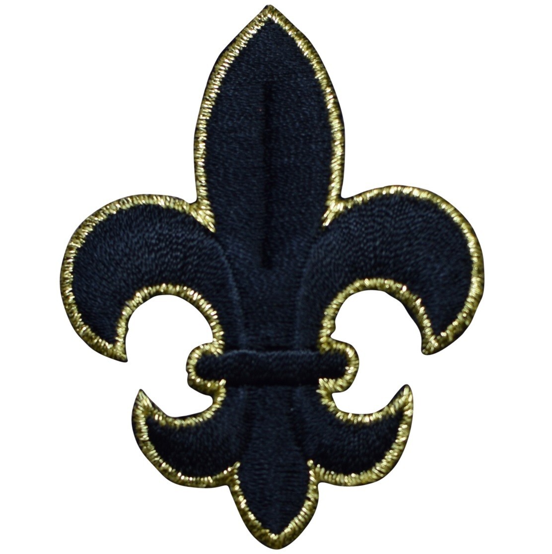 Large Fleur De Lis Applique Patch – Black & Metallic Gold Badge 2-5/8″ (Iron on)