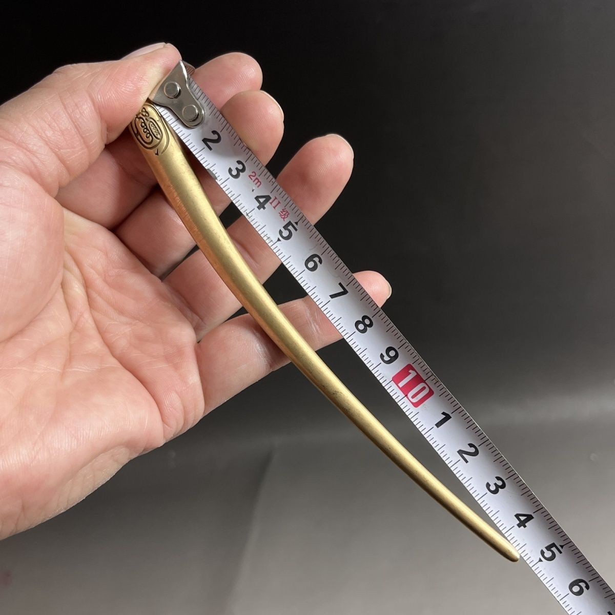 Handmade Vintage Brass Hair Pin Chinese Ziwei Talisman Hair Stick 14.6cm