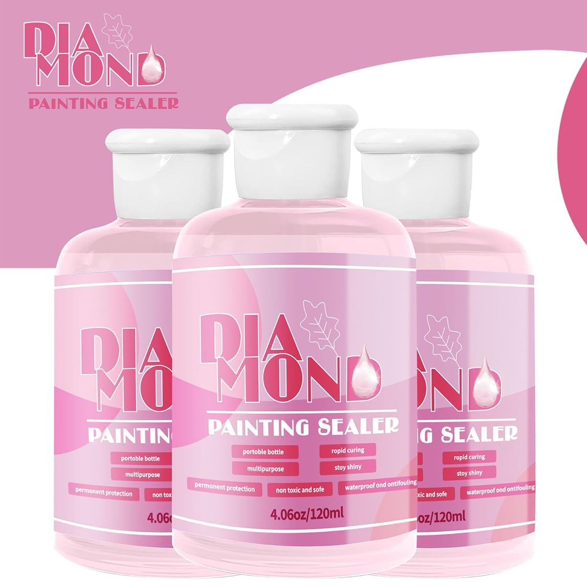 Diamond Painting Sealer Glue Kit 2 Pack 8OZ with Silicone Brush, transparent