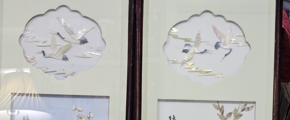 SHELL ART picture Set of 2, Unique 36″ x 14″/each in excellent condition