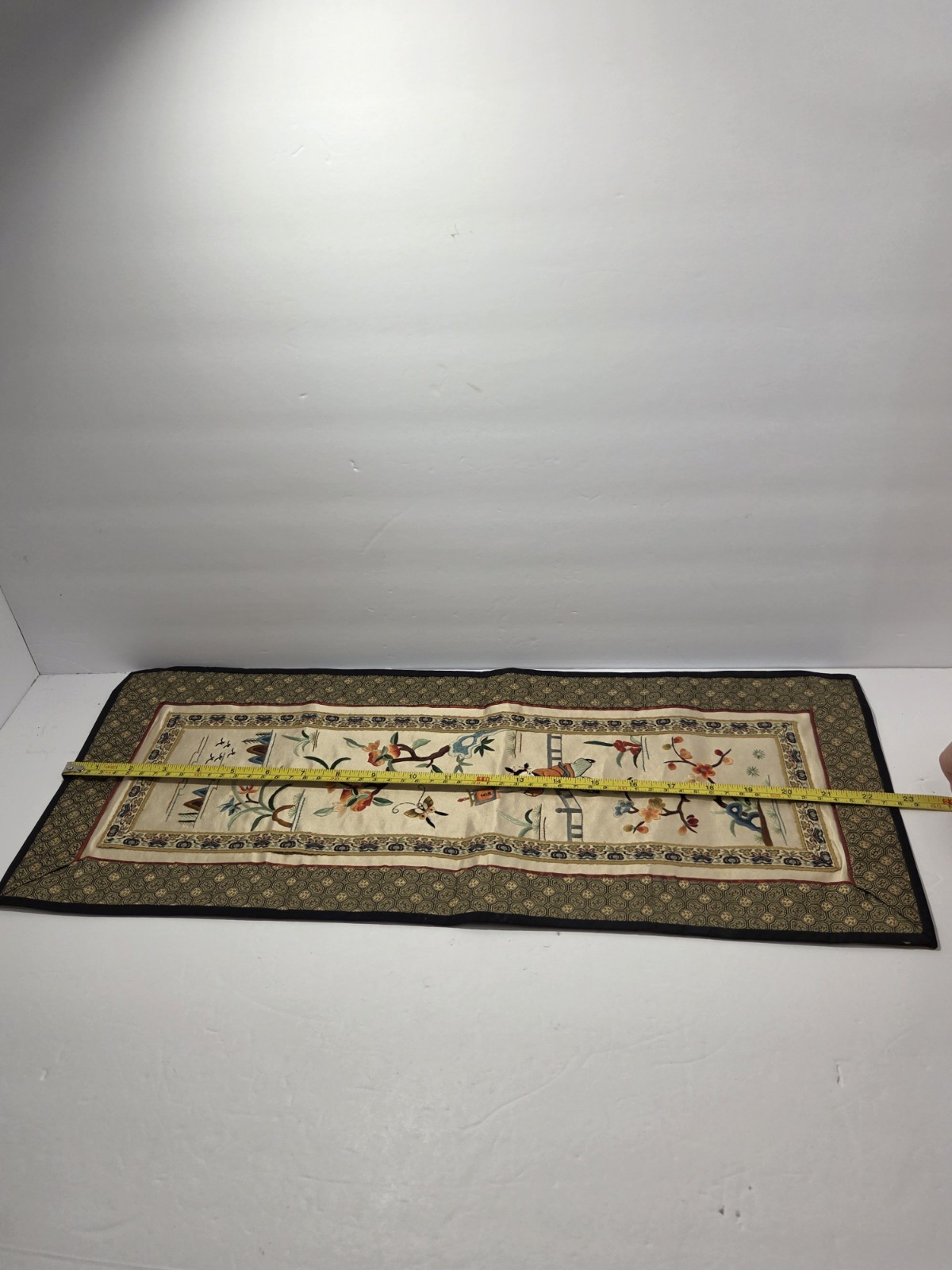Vtg Chinese Silk Mats & Runner Embroidered Butterfly Flower Asian Table Decor