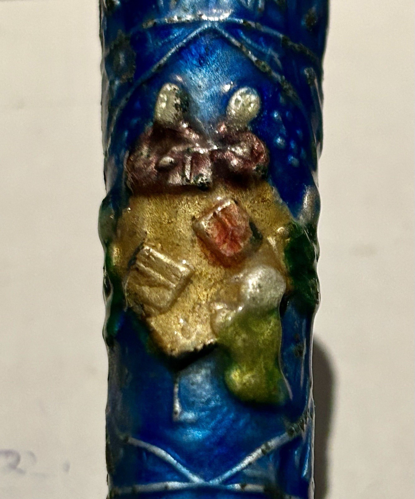 Antique Chinese Enameled Brass Silent Butler, Ashtray, Crumb Catcher sgn China