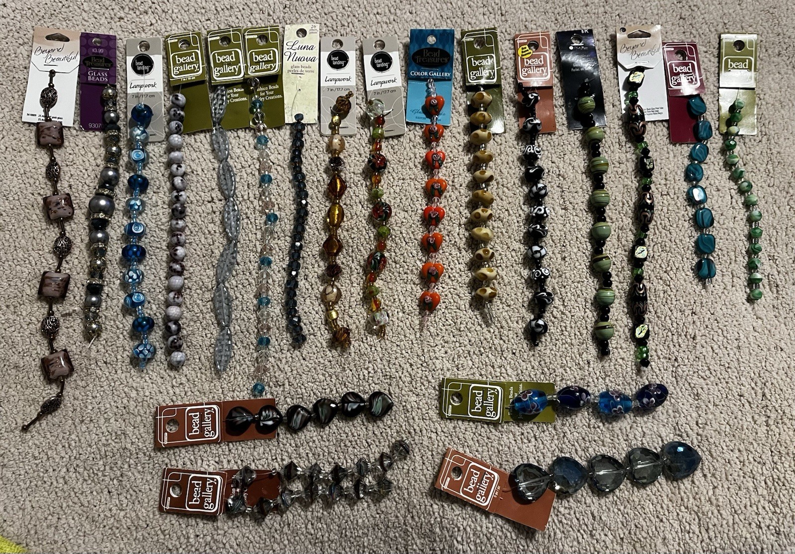 Assortment Of Glass Beads Lot Of 20 Mixed Styles Strands jewelry Make