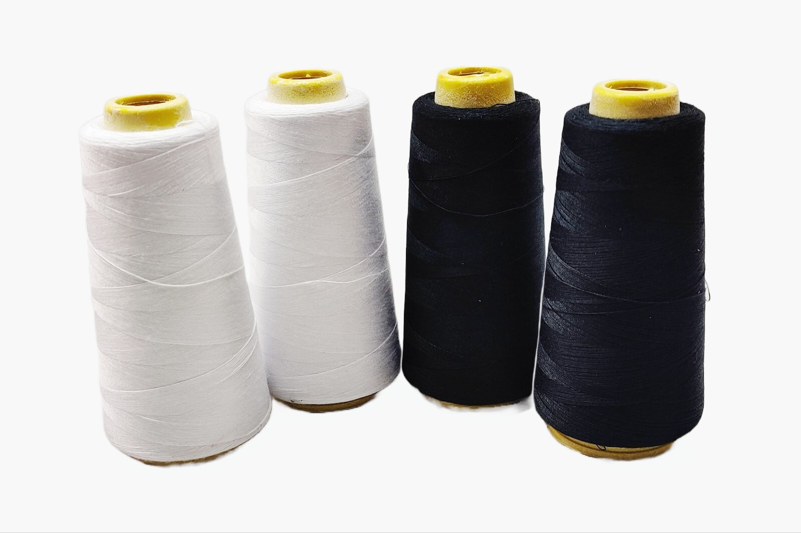 Lot of 4 Big Spool 100% Polyester Sewing Thread 2500 Yards Black & white 40S/2