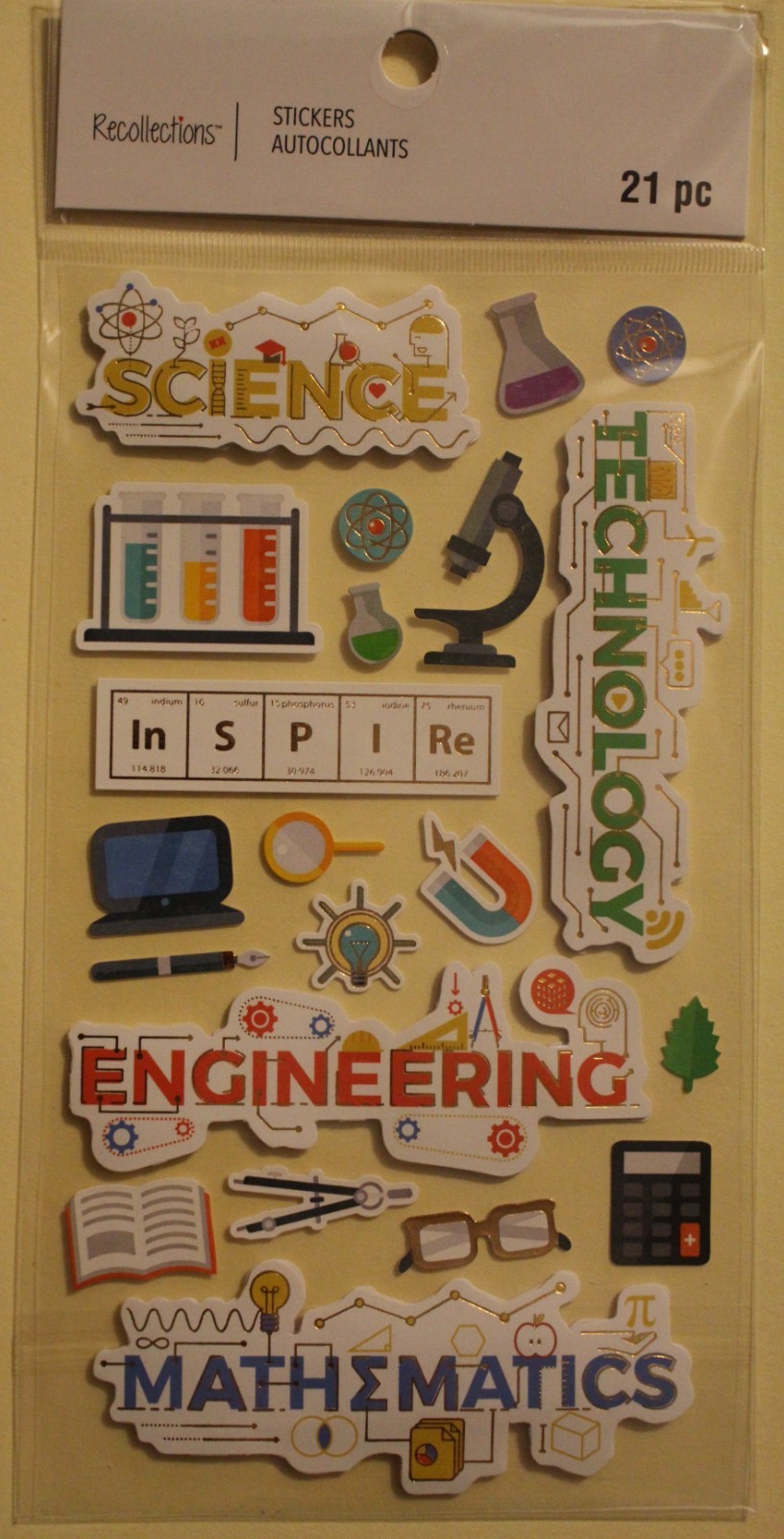 New Recollections Scrapbooking Stickers SCHOOL STEM computer calculator magnet