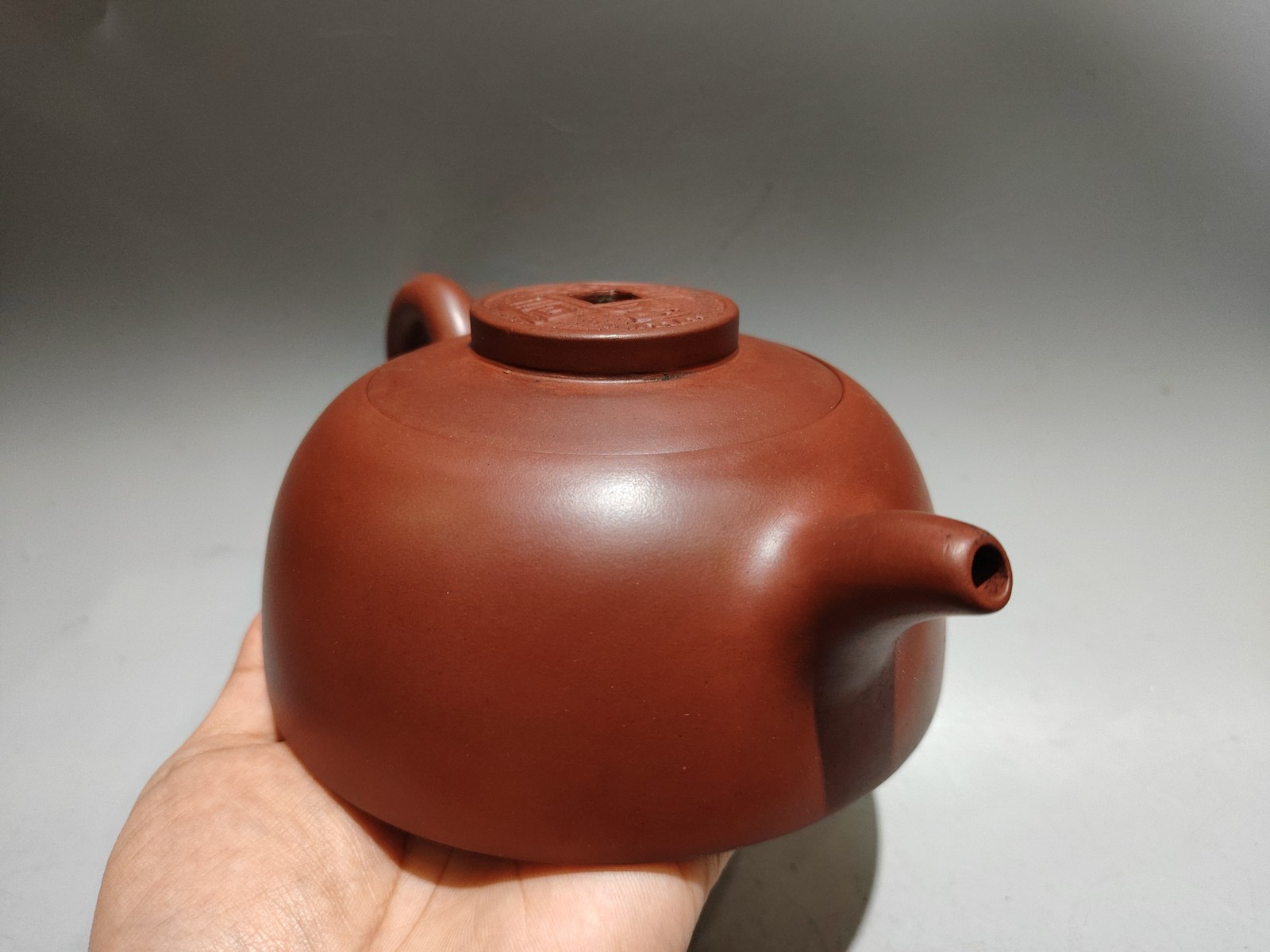 8.2″China Yixing Zisha Pottery Red Clay 480CC Wide Regular Script Carving Teapot