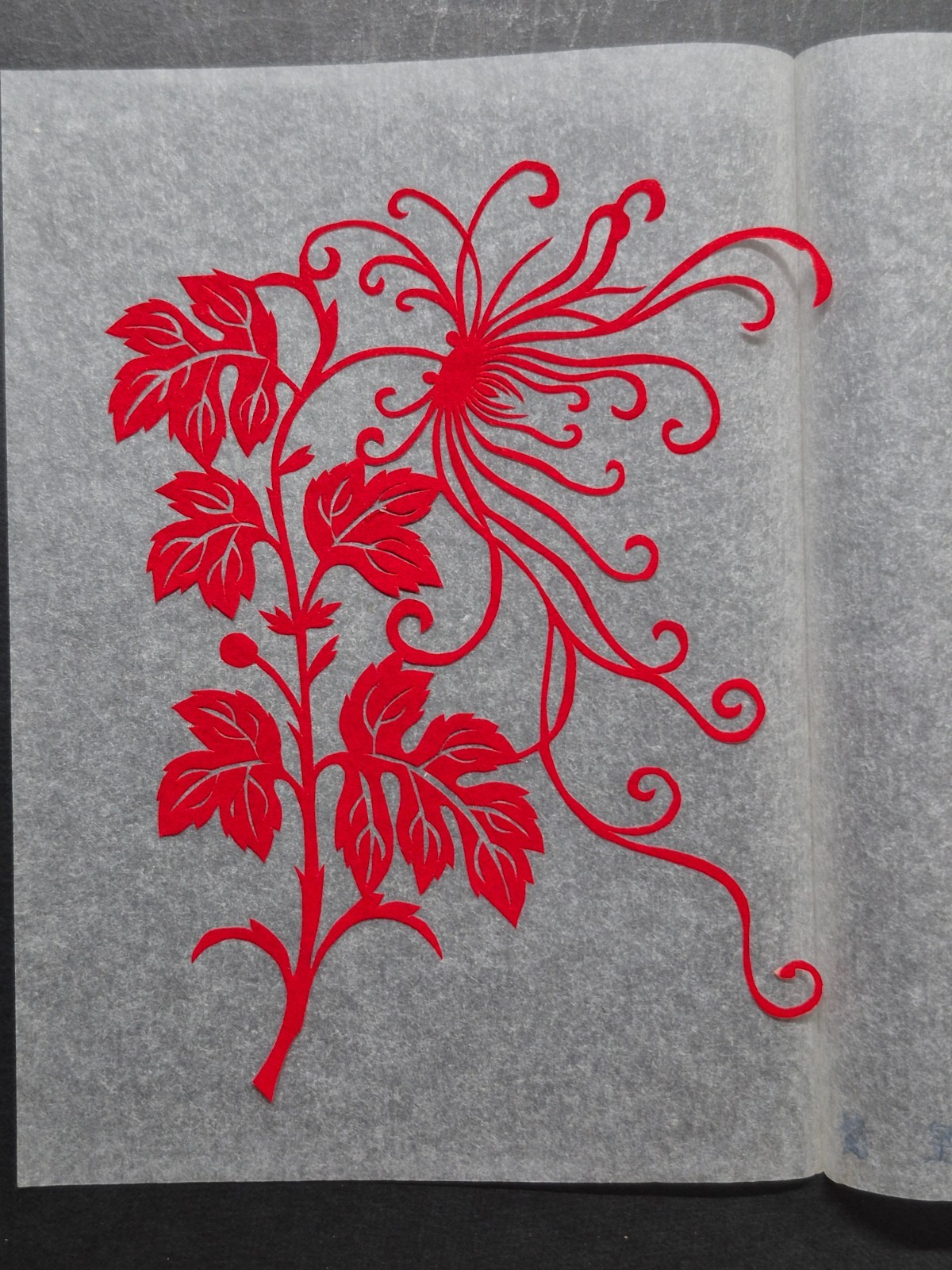 Unused Set of 10 Chinese Folk Art Red Paper cuts Botanical Flowers Designed
