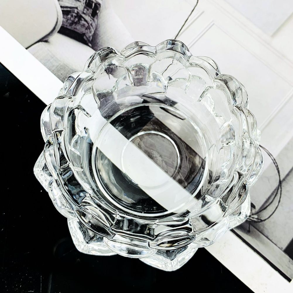 Crystal Lotus Candle Holder Ashtray with Glass Base Aromatherapy Display Stand