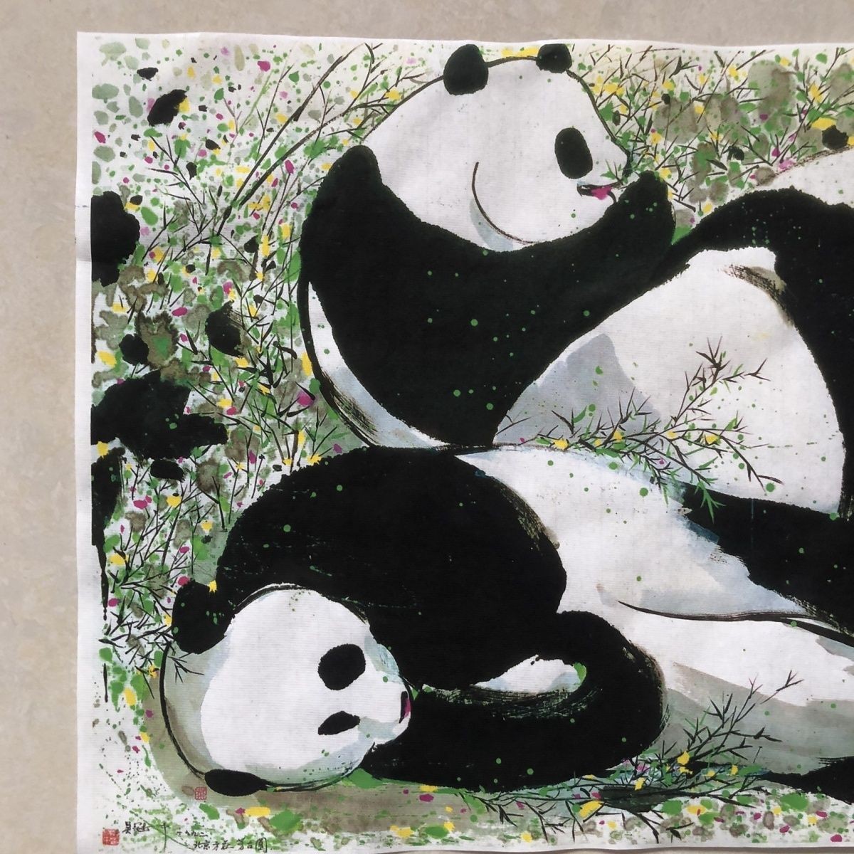 Chinese Panda Painting Scroll Unframed Wall Art Print Home Decor Decor