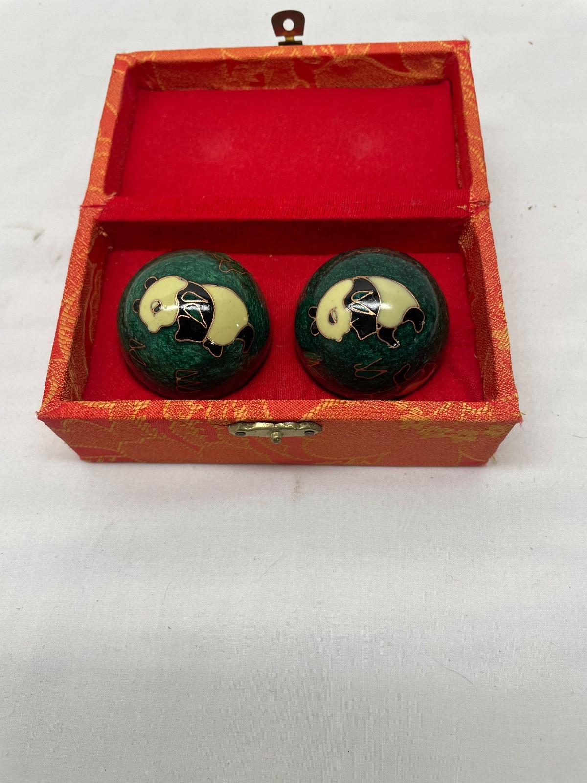 Baoding Balls Iron Chinese Health Exercise Stress Balls, Panda Lotus Pond 1.5″