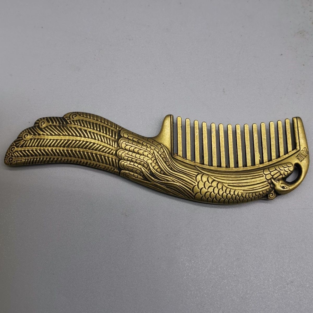 Vintage Brass Peacock Comb Handmade Copper Alloy Hair Care Styling Comb