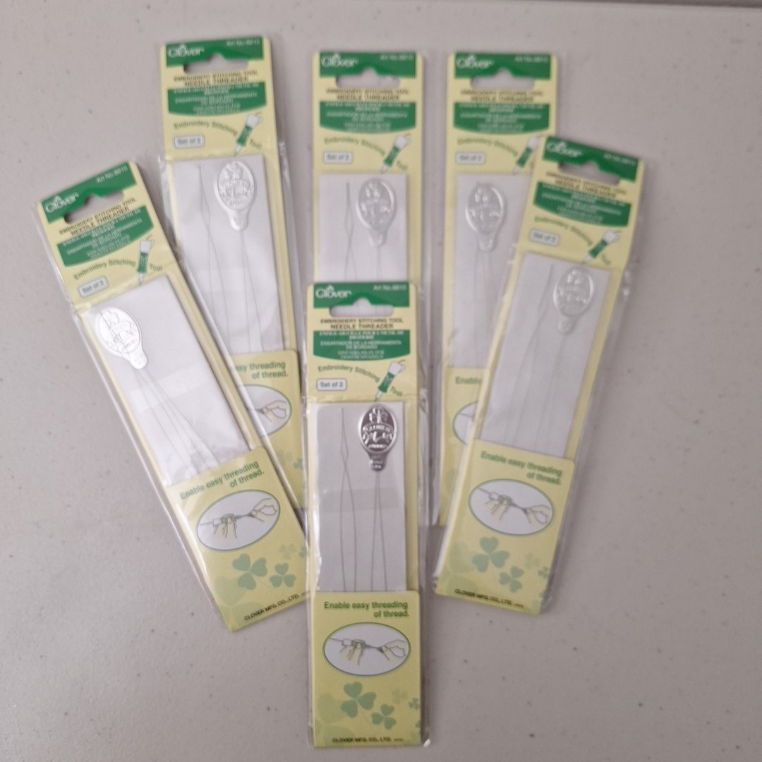 Clover Embroidery Stitching Tool Needle Threaders 2 Per Pack, Set of 6, JAPAN