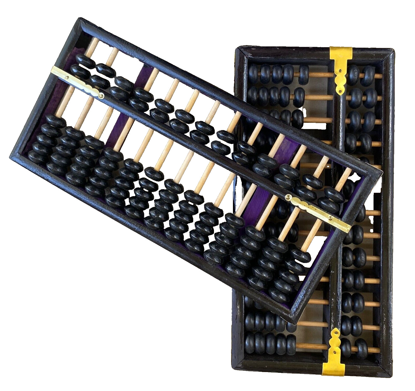 Wood & Brass Abacus Pair People’s Republic China, Lotus-Flower Brand