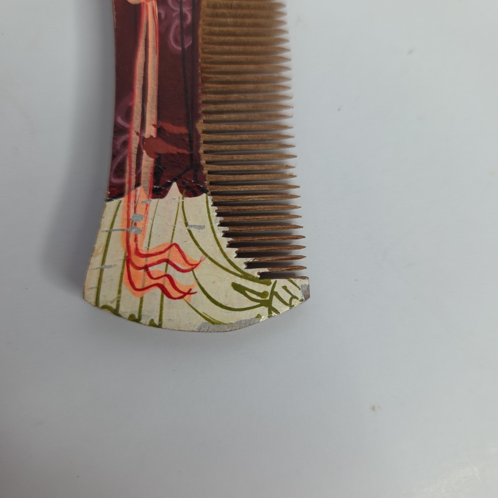 Wood Hair Comb Girl Comb China Gong Shu Ming Bi Folk Art Chinese Com 4.5 Inch