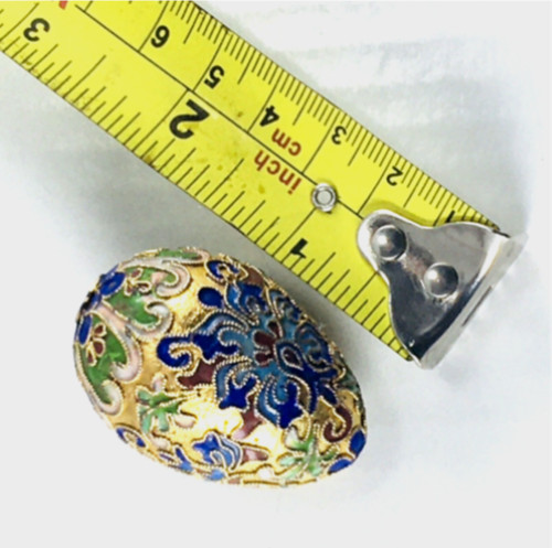 Egg Vintage Chinese Floral Cloisonné Brass Enamel Decorative Collect Multicolor