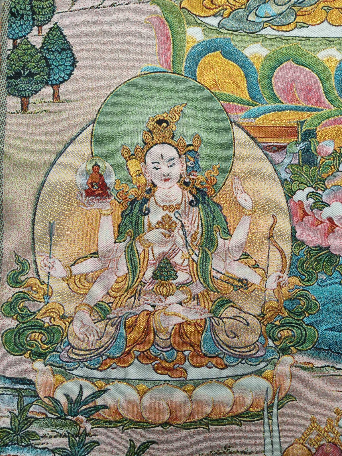 36″ Tibet Tibetan Cloth Silk Amitabha Amitayus Longevity Buddha Tangka Thangka10