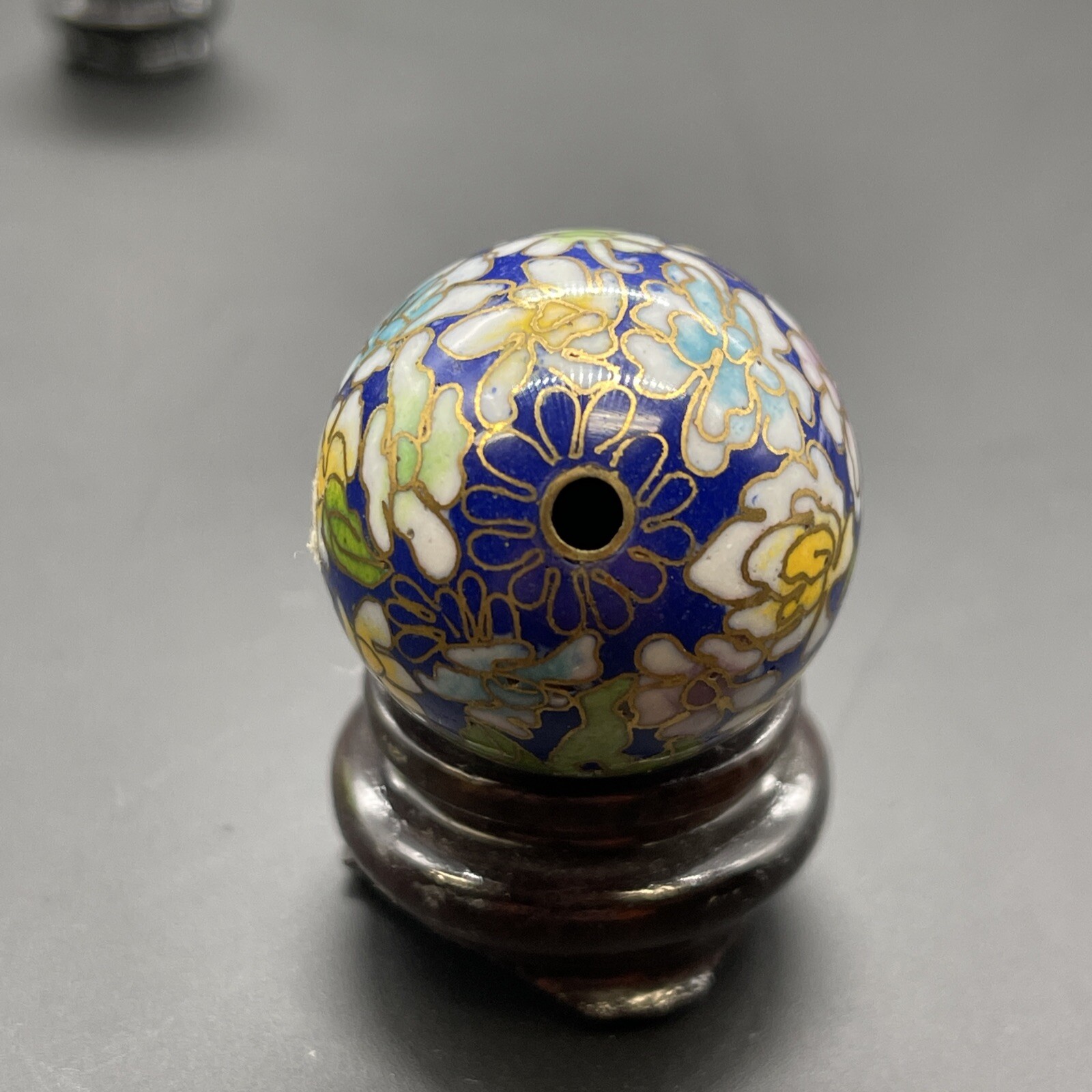 Cloisonné Eggs & Wooden Stands Floral Multicolor & Gold Design Small