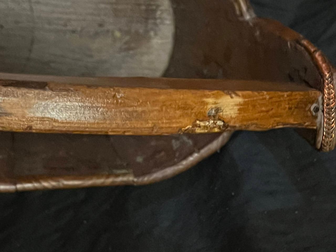 Vintage Old Antique Chinese Asian Art Wood Water Bucket Wooden Handle China Oval
