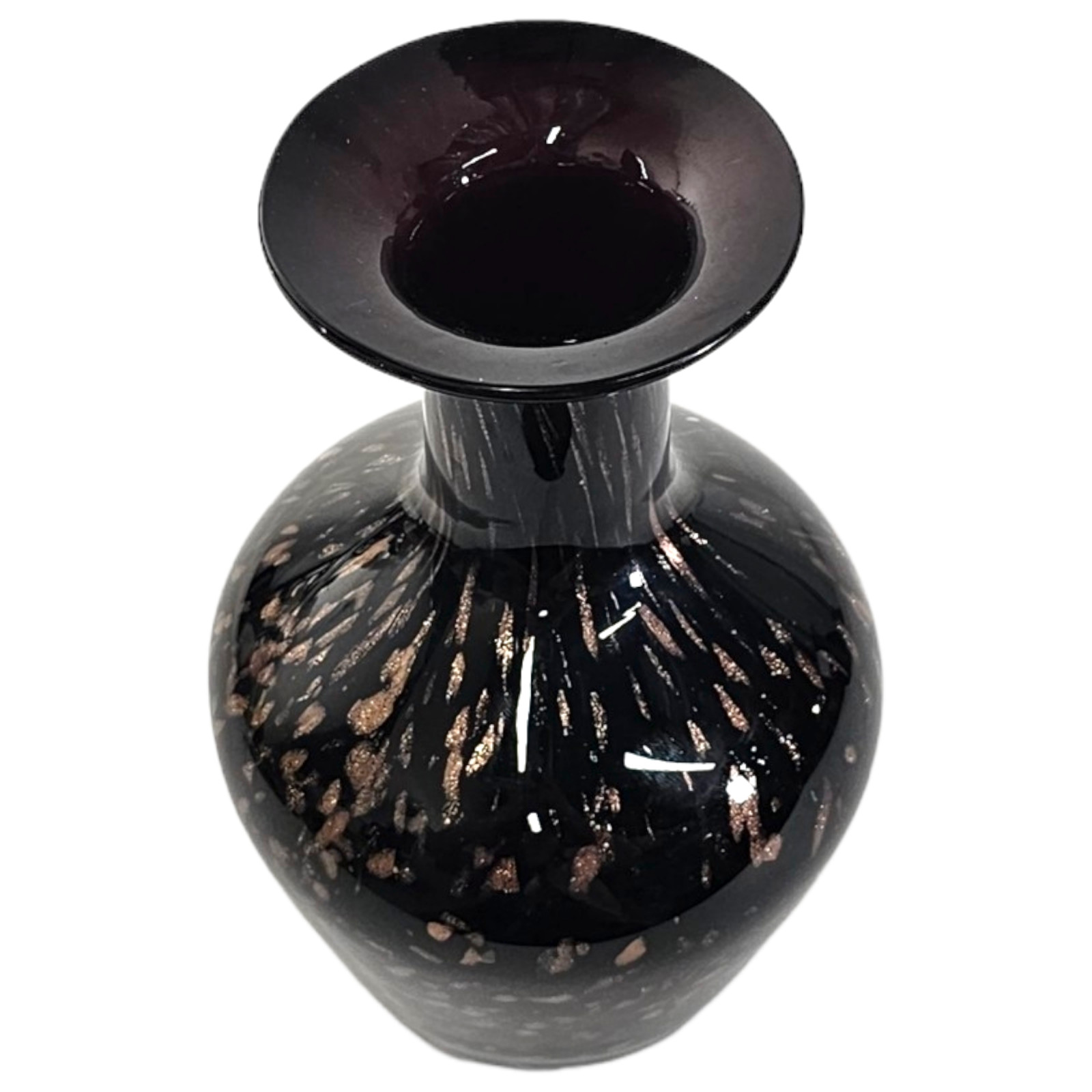 Dale Tiffany Springdale Art Glass Black Copper Amphora Vase Modern Vase 20th C.