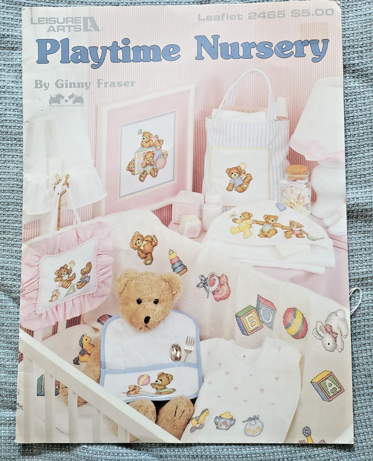 Leisure Arts Counted Cross Stitch Booklet Pattern 2465 Playtime Nursery 1993 VTG